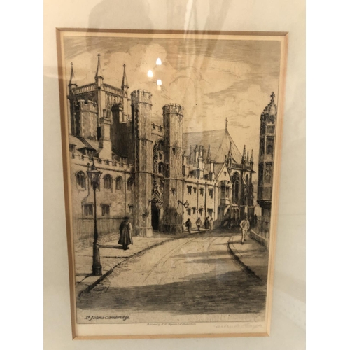 99 - Seven prints of Cambridge University to include: Gertrude Hayes - four drypoint etchings: 'The Chape... 