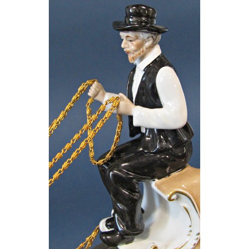 1140 - An Italian porcelain sculpture - Spring Outing Carriage, the open carriage pulled by two pale horses... 