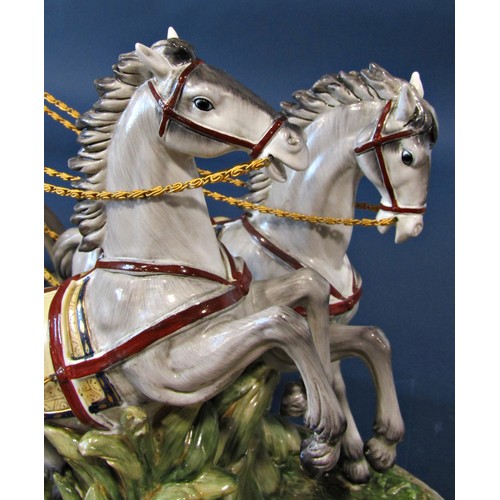 1140 - An Italian porcelain sculpture - Spring Outing Carriage, the open carriage pulled by two pale horses... 