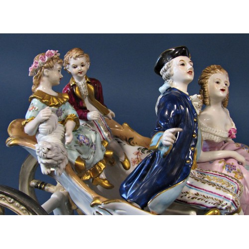 1140 - An Italian porcelain sculpture - Spring Outing Carriage, the open carriage pulled by two pale horses... 