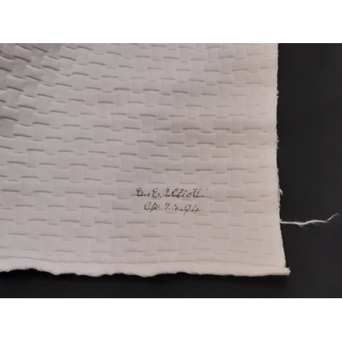 1542 - 3 white cotton bedspreads including a marcella type 250x220cm, a damask type 255x240cm and a cotton ... 