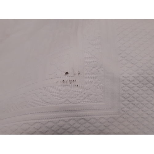 1542 - 3 white cotton bedspreads including a marcella type 250x220cm, a damask type 255x240cm and a cotton ... 