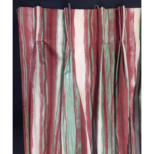 1622 - 2 pairs curtains in peppermint stripe fabric, with blackout lining and triple pleat heading. Length ... 