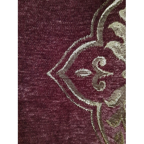 1614 - 2 pairs full length curtains by Montgomery in dark damson chenille, lined with pencil pleat heading.... 