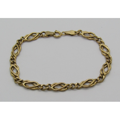 1248 - 9ct Celtic style fancy link bracelet, maker 'BJB', 4.1g