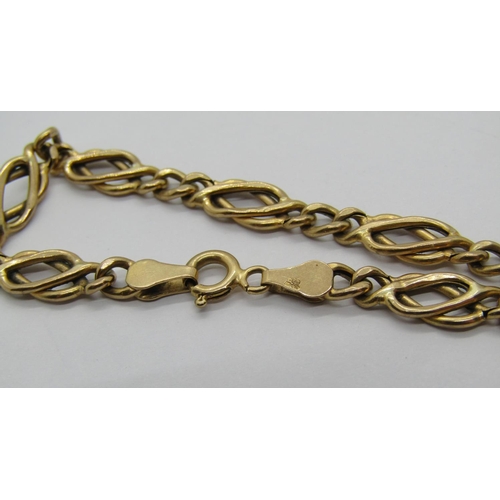 1248 - 9ct Celtic style fancy link bracelet, maker 'BJB', 4.1g