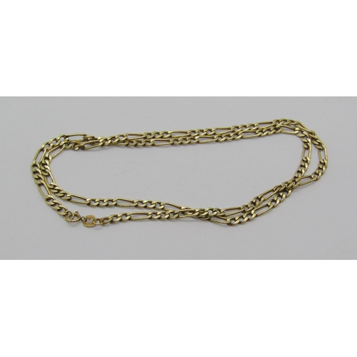 1262 - Italian 9ct figaro chain necklace, 3.2g