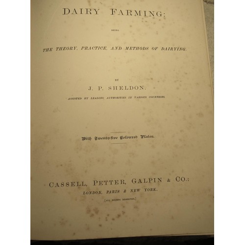 246 - J P Sheldon - Dairy Farming, Theory, Practice and Methods, 25 coloured plates and others, half leath... 