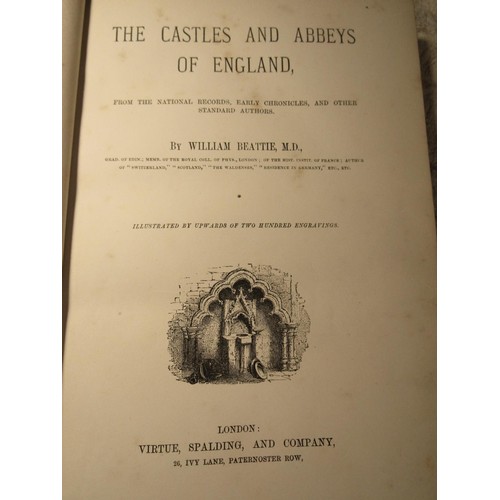 248 - William Beattie - The Castles and Abbey's of England, illustrated in two volumes, half leather bound