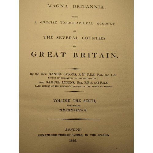 251 - Daniel and Samuel Lysons - Magna Britannia volume 6, Devonshire, printed by Thomas Cadell, 1822, ill... 