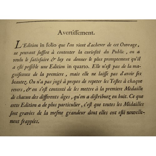 254 - Medailles Sur Le Reign De Louis Le Grand, with illustrations, published 1749, leather bound