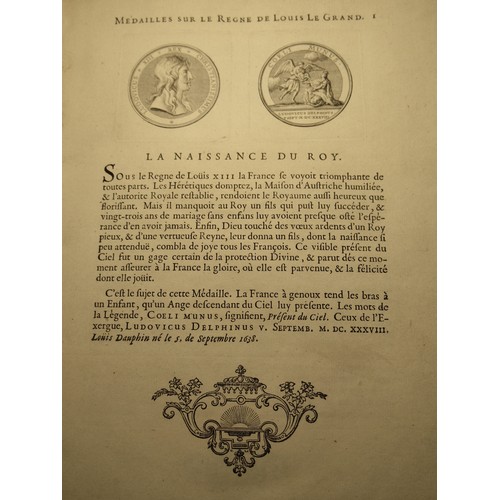 254 - Medailles Sur Le Reign De Louis Le Grand, with illustrations, published 1749, leather bound