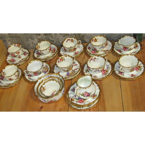 1004 - A collection of Hammersley & Co Dresden Sprays comprising eleven tea cups, saucers and tea plates, s... 