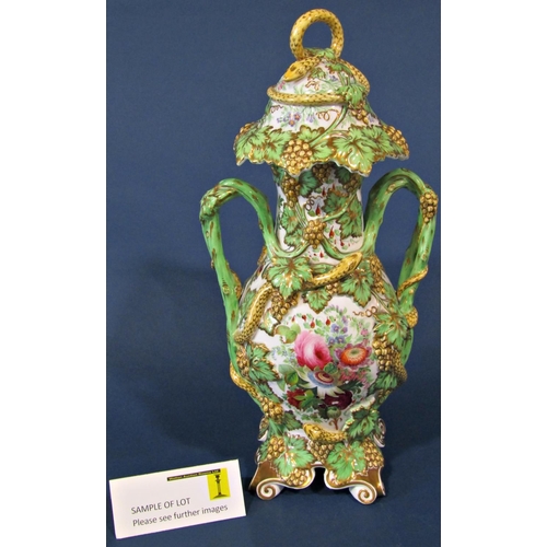 1010 - A collection of china wares comprising two low comports with floral and gilt decoration, a covered v... 