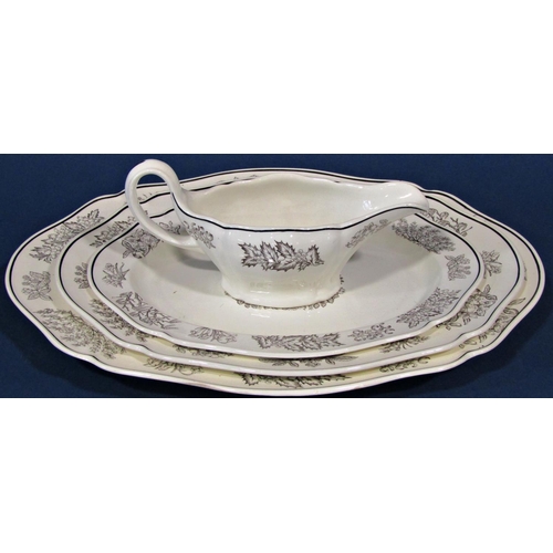 1034 - A collection of Wedgwood Etruria Four Seasons pattern dinner wares comprising three graduated oval m... 