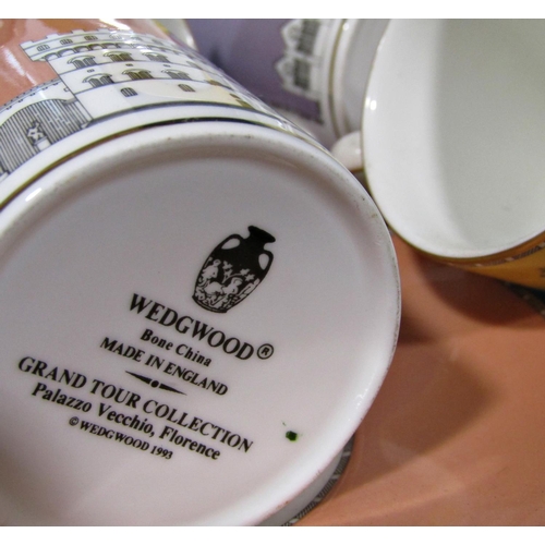 1037 - A set of six Wedgwood coffee cans and saucers together with three plates from the Grand Tour collect... 