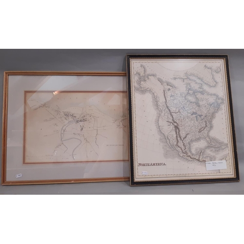 151 - Two framed map prints to include: 'North America', London published by Hinton & Simpkin & Marshall, ... 