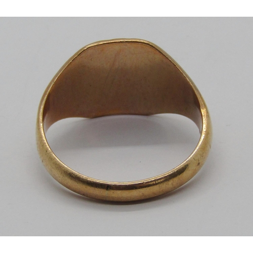 1283 - Vintage 9ct signet ring with engraved initials, size S/T, 5.9g