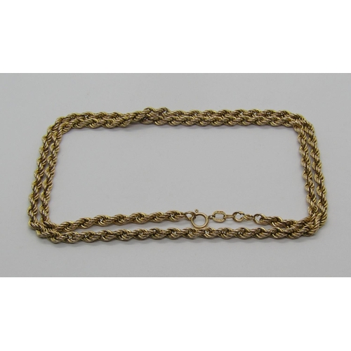 1312 - Italian 9ct rope twist chain necklace, 5.8g