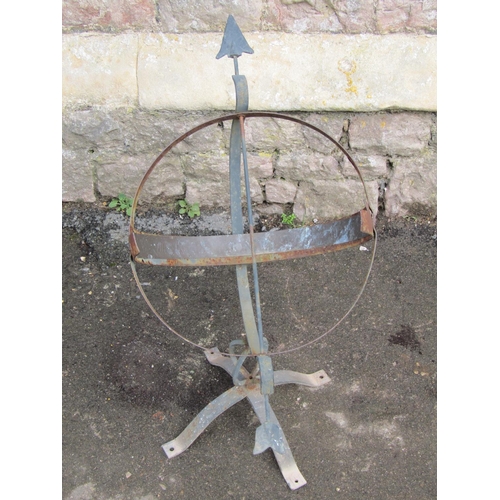 2059 - A weathered light steel garden armillary sundial