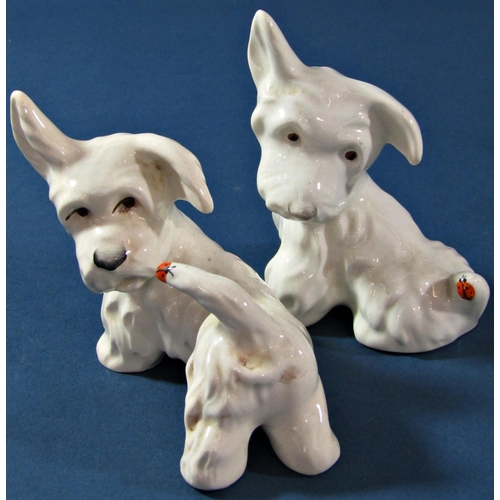 1070 - Four Beswick figures of white terriers, two with lady birds on their tails