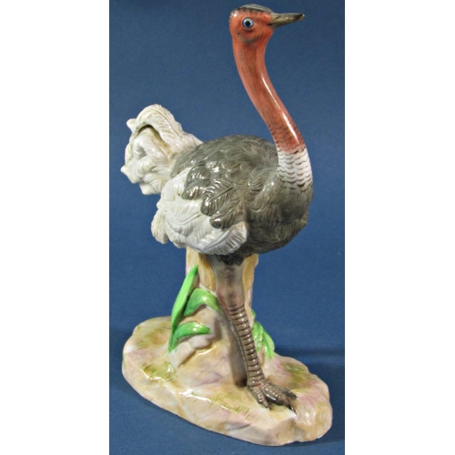 1076 - An unusual 19th century continental porcelain figure of an Ostrich, 19cm high