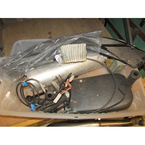 2118 - A Suzuki GSXR titanium exhaust back box together with further motorcycle related parts