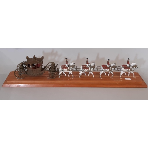 352 - George IV Coronation Coach procession model by Britains, with an 8 horse team pulling the coach of t... 