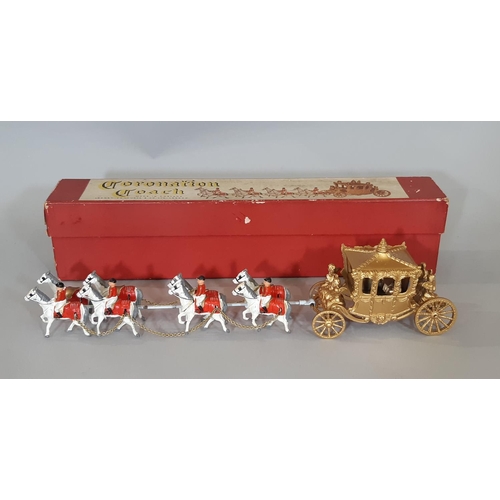 354 - A boxed Lesney Coronation Coach circa 1953; gold coach in excellent condition with Queen Elizabeth i... 