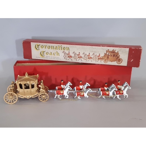 354 - A boxed Lesney Coronation Coach circa 1953; gold coach in excellent condition with Queen Elizabeth i... 