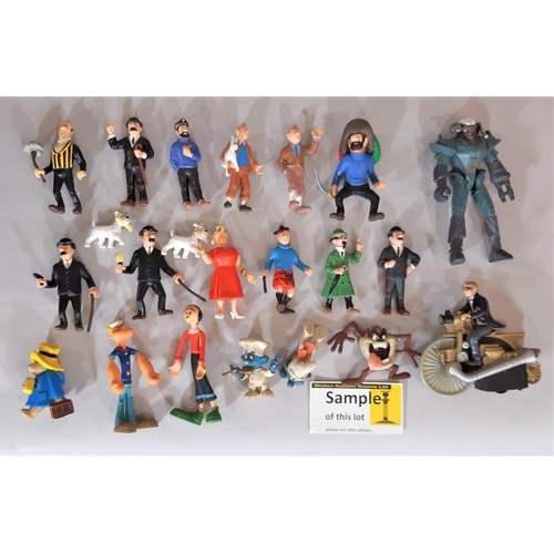 349 - Collection of small character figures including 14 Herge figures from the Tin Tin stories, various A... 