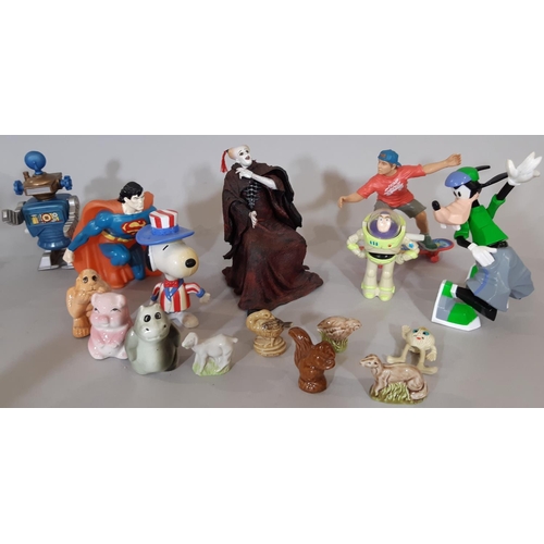 349 - Collection of small character figures including 14 Herge figures from the Tin Tin stories, various A... 