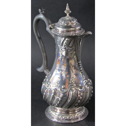 1228 - A Victorian silver coffee pot, London 1895, maker Harrison Brothers Howson, 25 cm high approximately... 