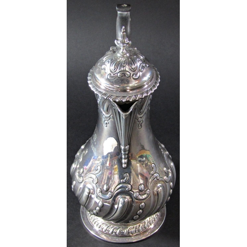 1228 - A Victorian silver coffee pot, London 1895, maker Harrison Brothers Howson, 25 cm high approximately... 