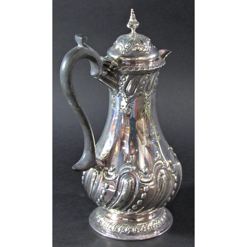 1228 - A Victorian silver coffee pot, London 1895, maker Harrison Brothers Howson, 25 cm high approximately... 