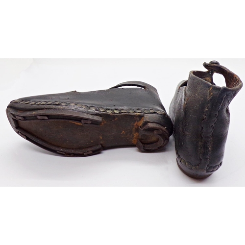 1416 - A pair of 19th century child's shoes - North Country, with leather uppers, timber soles and ironwork... 