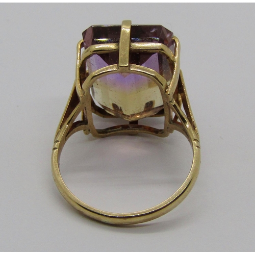 1278 - Vintage 9ct ametrine dress ring, maker 'R.Bs', size L, 4.3g