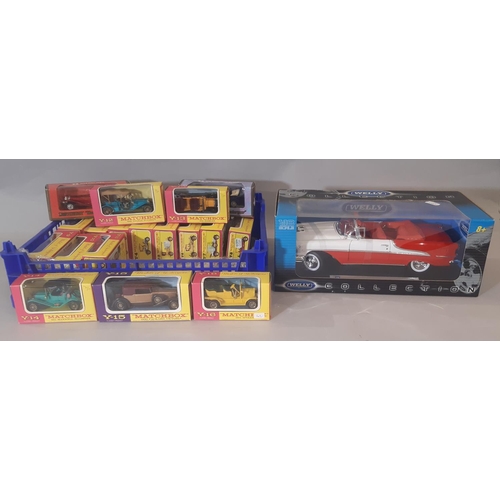 351 - Matchbox 'Models of Yesteryear' - full set numbers 1-16 in pink/ yellow boxes, plus 2 others, and a ... 