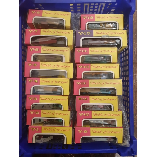 351 - Matchbox 'Models of Yesteryear' - full set numbers 1-16 in pink/ yellow boxes, plus 2 others, and a ... 