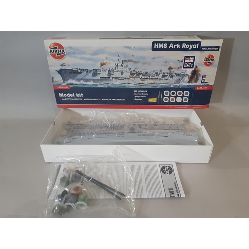 337 - Modelling kits including Airfix Ark Royal, HMS Hood by Heller and kit for the Cutty Sark (these 3 ap... 