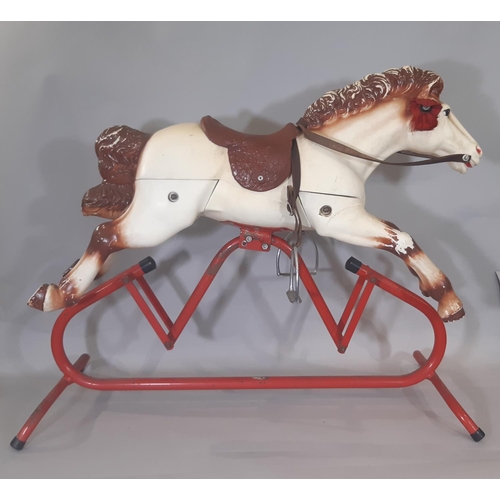 361 - Vintage rocking horse, probably by Triang, in moulded hard plastic  on tubular metal frame