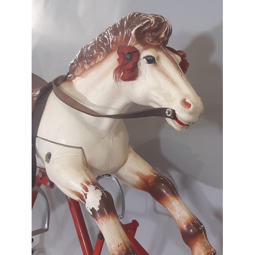 361 - Vintage rocking horse, probably by Triang, in moulded hard plastic  on tubular metal frame