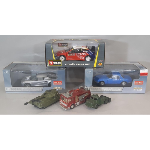 353 - 3 boxed 1:18 scale model cars comprising Sun Star Lotus Elise 111S and 1966 Lotus Elan S3 (both with... 