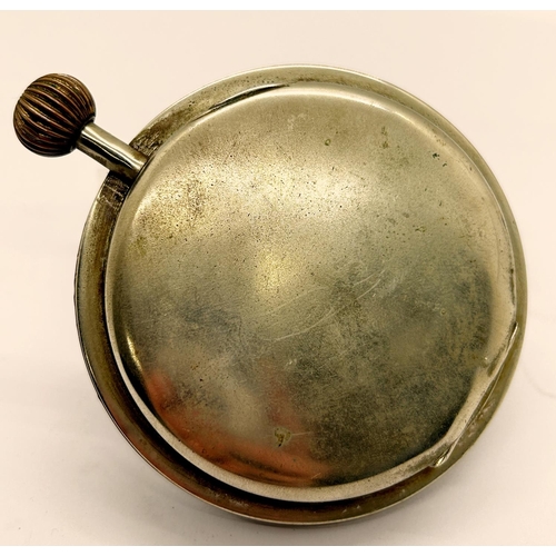 1381 - A silver mounted travelling watch case holding a silver plated cased watch with enamelled dial, the ... 