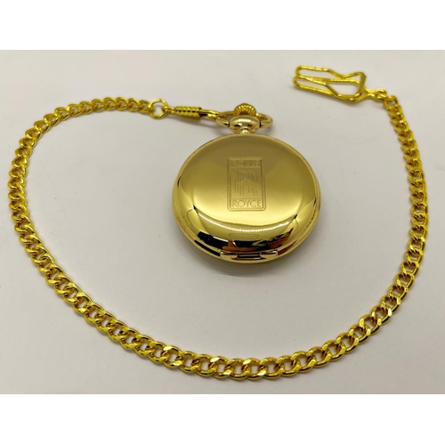 1390A - A Rolls Royce presentation watch, chain and key fob for 50 years service, in gold plate, with certif... 