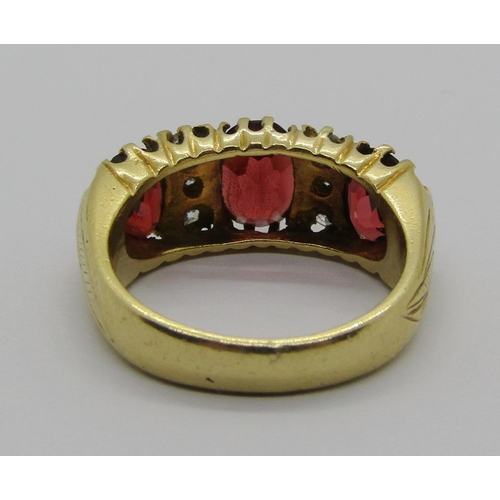 1326 - Substantial 1960s 18ct garnet and diamond ring, maker V&Co, size N/O, 8.1g