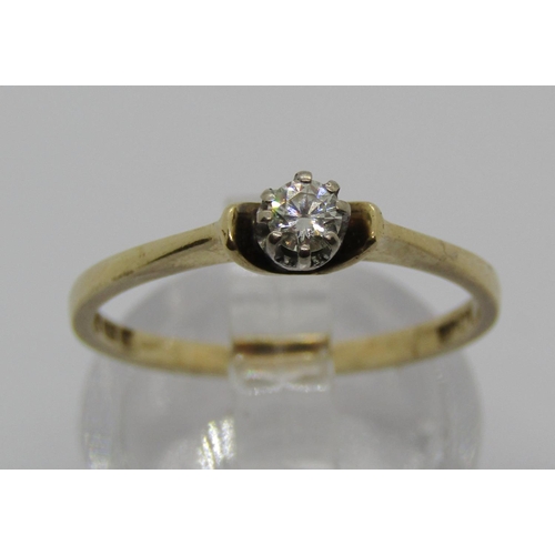 1350 - 9ct diamond solitaire ring, 0.15ct approx, size N, 1.4g