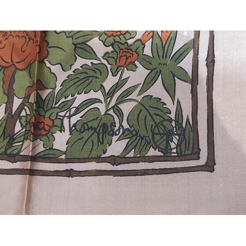 1648 - Silk scarf by Gucci depicting spring flowers 76x76cm, and a Thai silk scarf by John Thompson 87x87cm... 