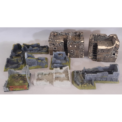 339 - Large quantity of model terrain and scenery building  parts and materials for Warhammer type games (... 