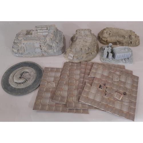 339 - Large quantity of model terrain and scenery building  parts and materials for Warhammer type games (... 